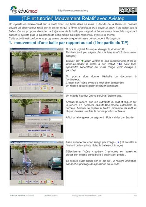 PDF T P Et Tutoriel Mouvement Relatif Avec Avistepmediatheque