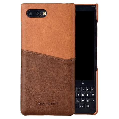 For Blackberry Key Case Two Tone Vintage Insert Card Genuine Leather