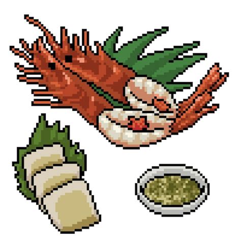 Premium Vector Pixel Art Of Restaurant Seafood Set