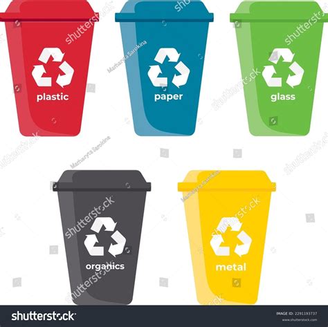 Garbage Containers Sorting Garbage Different Colors Stock Vector ...