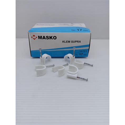 Jual MASKO Supra Klem Kabel 17mm Klem Paku Beton KOTAK Isi 100pcs