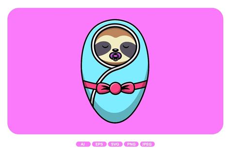 Cute Baby Sloth Sleeping with Blanket Graphic by Menjiwai Pool ...