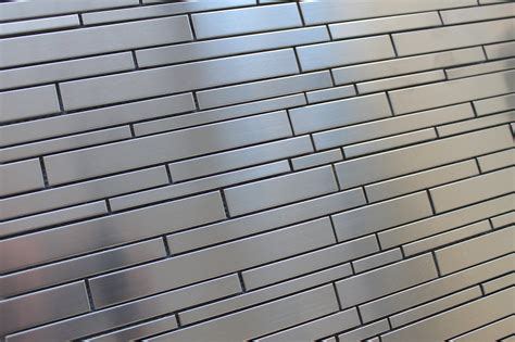 Stainless Steel Random Strips Mosaic Tiles Rocky Point Tile Glass