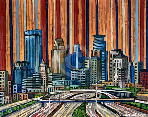 Minneapolis Skyline painting - Anastasia Mak Art