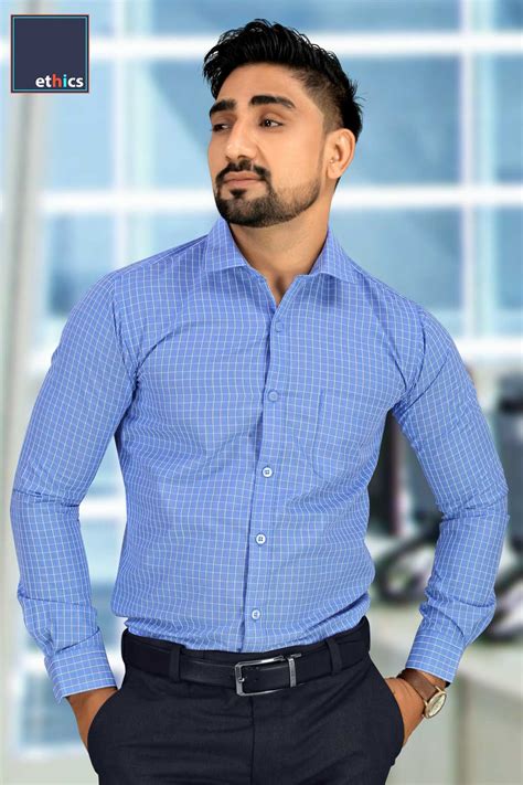 Blue Office Uniform Shirts RS-27 - Uniform Sarees Corp - India's Most ...