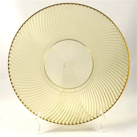 Diana Amber Yellow Depression Glass Platter Plate Federal Vtg