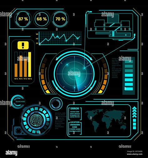 Hud Interface Radar Composition With Futuristic Concept Percentage