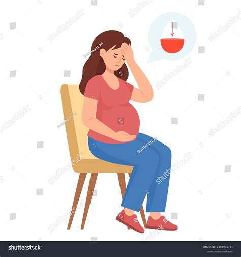 Pregnant Woman Suffers Dizziness Anemia Low Stock Vector (Royalty Free