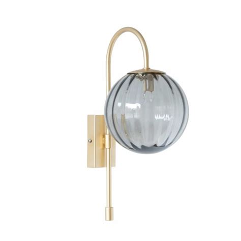 Wandlampe Aus Goldenem Metall Mit Kugelschirm Aus Grau Get Ntem