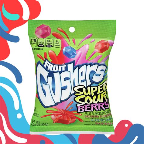 Dulce Fruit Gushers Super Sour Berry Bolsa De 425oz General Mills