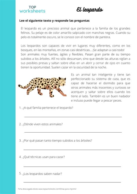 El Leopardo Printable Worksheet Topworksheets 5490 The Best Porn Website