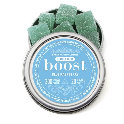 Boost Blue Raspberry Gummies 300mg THC Salish Trails