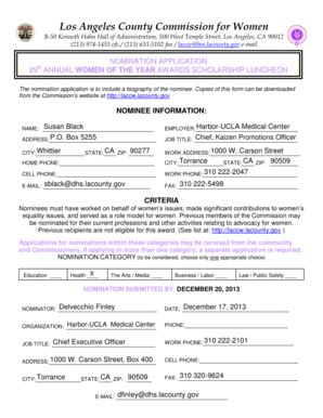 Fillable Online File Lacounty Calling For Nominations Letter And Form