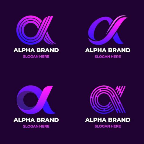 Paquete De Logotipo Alfa Degradado Vector Gratis