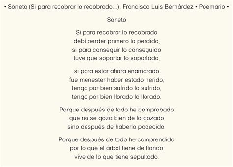 Soneto Si para recobrar lo recobrado Francisco Luis Bernárdez