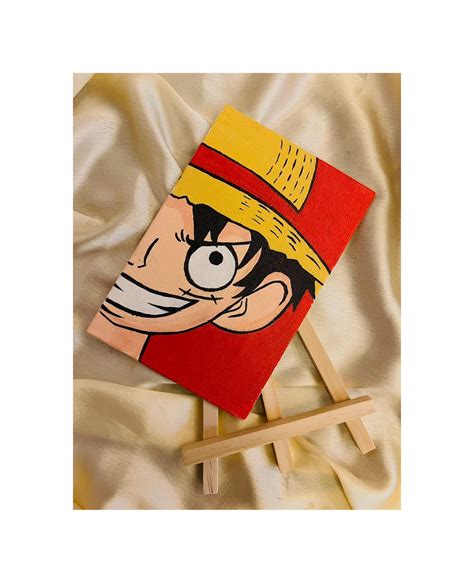 Luffy Canvas Art Handmade One Piece Luffy Painting On Canvas Stand