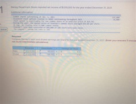 Solved Stanley Department Stores Reported Net Income Of Chegg