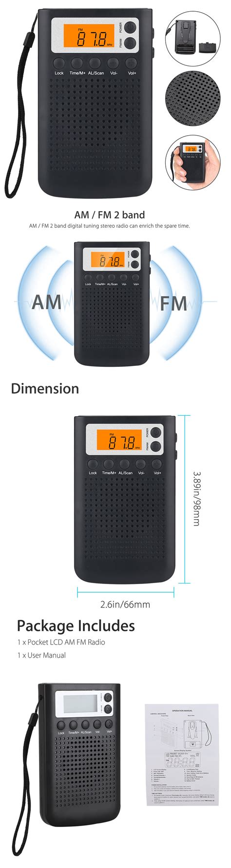 Portable Digital FM AM Radio Mini Pocket Stereo Radio Receiver with ...