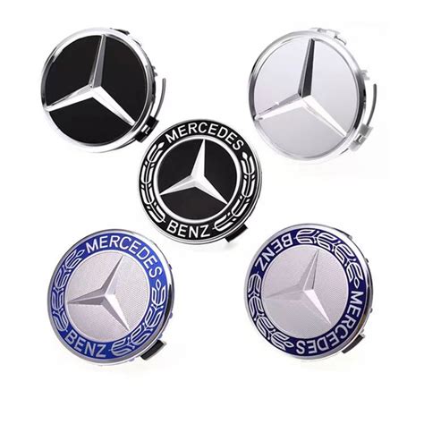 X Original Mercedes Benz Wheel Central Hub Caps Silver Chrome Star