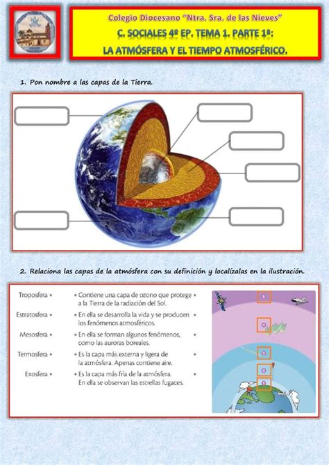 Ficha Online De La Atmósfera Para 4º De Primaria Puedes Hacer Los Ejercicios Online O Descargar