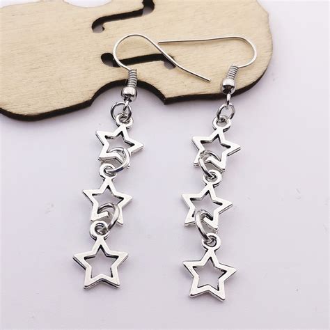 3 Star Pendant Cute Creative Dangle Earrings Zinc Alloy Jewelry Trendy