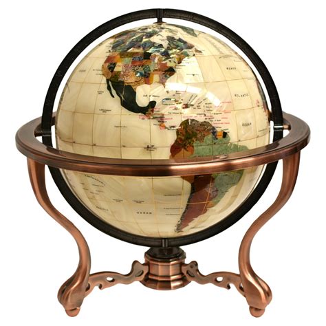 Modern World Globe In Semi Precious Stone On Brass Stand At Stdibs