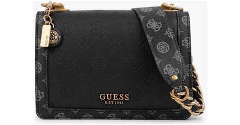 Guess Abey Black Embossed Logo Cross Body Bag Lyst