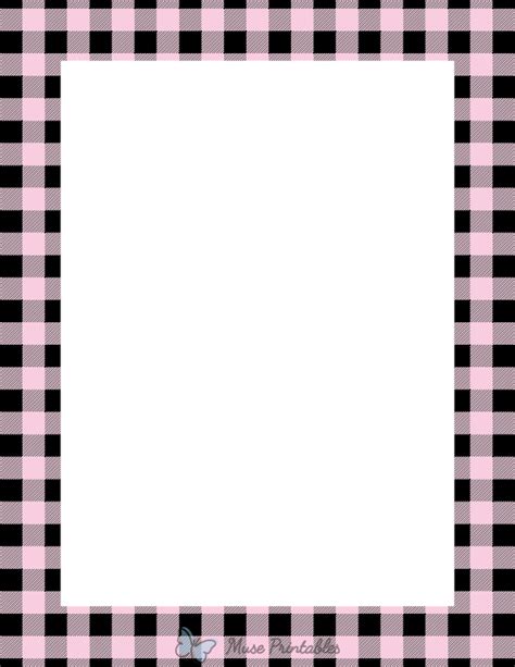 Printable Black And Light Pink Buffalo Plaid Page Border