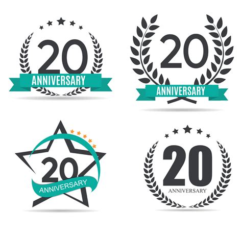 Template Logo 20 Years Anniversary Set Vector Illustration 4554618 ...