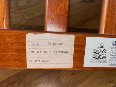 Baby's Dream Kathryn Crib Model Parts Kit