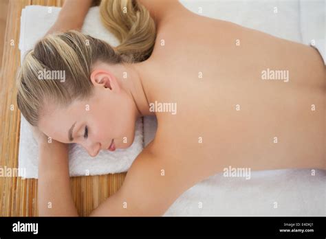 Beautiful Blonde Relaxing On Massage Table Stock Photo Alamy
