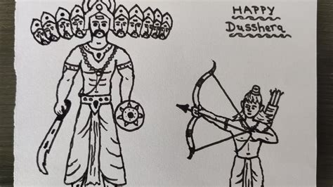 Dussehra Drawing Step By Step Very Easy Ravan Dahan Drawing Youtube