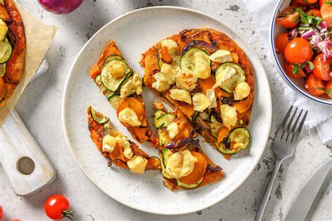 Pizza Sur Naan Au Chèvre Et Aux Légumes Recette Hellofresh