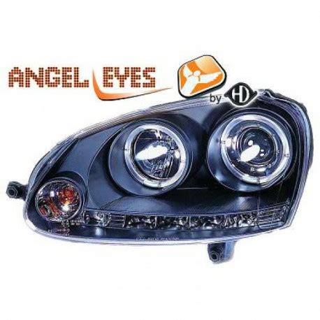 Set De Deux Phares Avant Design Avec Angel Eyes Led Noir H H