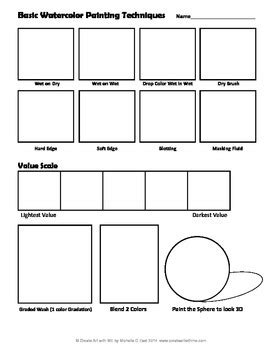 Basic Watercolor Painting Techniques Lesson Plan Worksheet Pdf