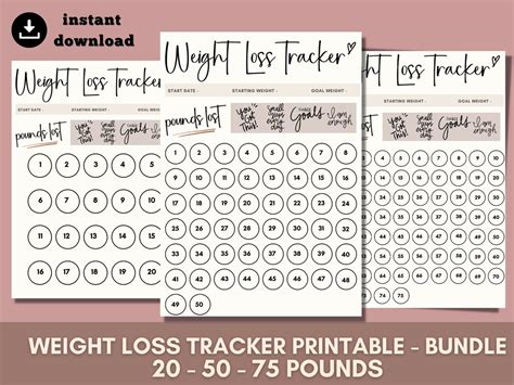 Weight Loss Tracker Weight Loss Chart Weight Loss Journal Fitness ...