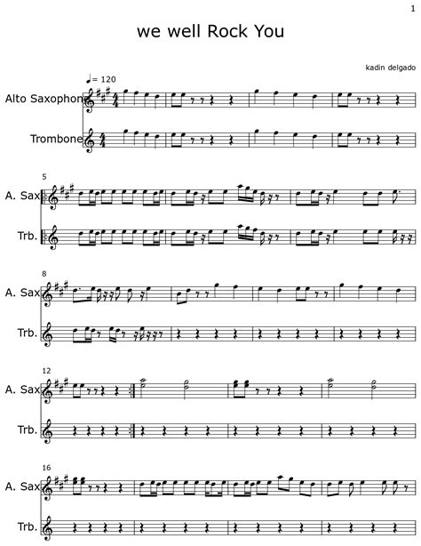 We Well Rock You Sheet Music For Alto Saxophone Trombone