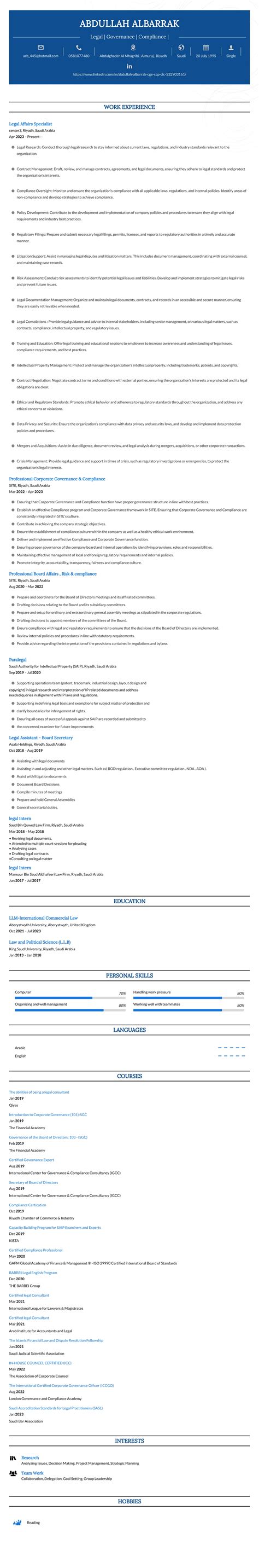 Abdullah Albarrak Resume Pdf