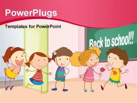 Powerpoint Template Kids Playing And Having Fun Together In Classroom