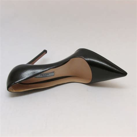 Prada Pointy Toe Glossy Saffiano Leather Pumps