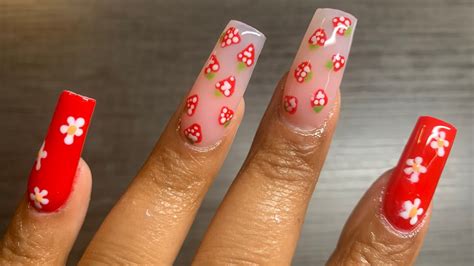 Red Spring Polygel Nail Setw Easy Nail Art Polygel Nail Tutorial