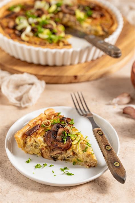 Würzige Champignon Lauch Quiche vegetarisch Rezept