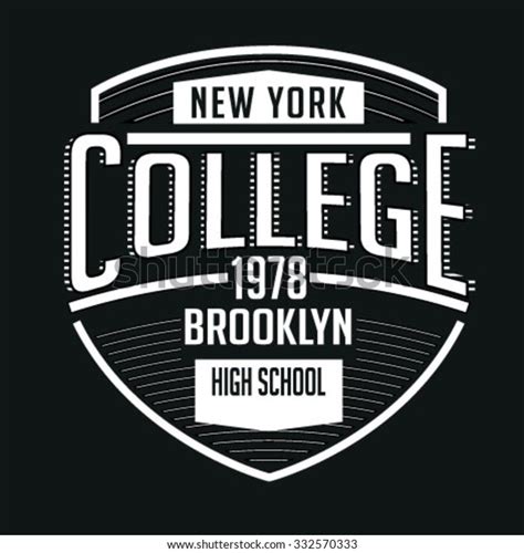 New York Brooklyn College Typography Tshirt Stock Vector (Royalty Free) 332570333