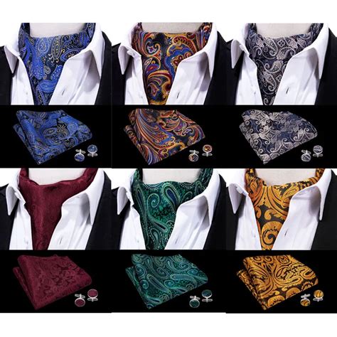 Silk Gold Ascot Tie For Men Tie Set Floral Royal Ascot Formal Cravat