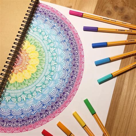 Colorful Mandala With The STABILO Point 88 Mandala Kunstunterricht