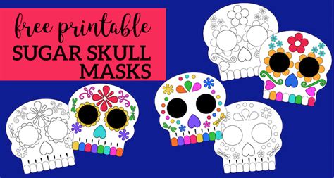 Day Of The Dead Masks Sugar Skulls Free Printable Paper Trail Design