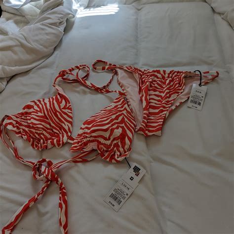 Target Shade And Shore Orange Tiger Print Bikini Set Depop