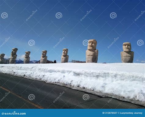 Moai Heads The Statue In Makomanai Takino Cemetery In Sapporo Japan