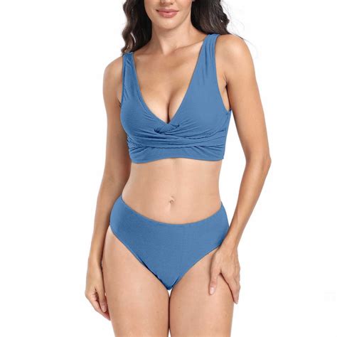 Miluxas Women S Twist Front High Waisted Bikini Swimsuit Clearance