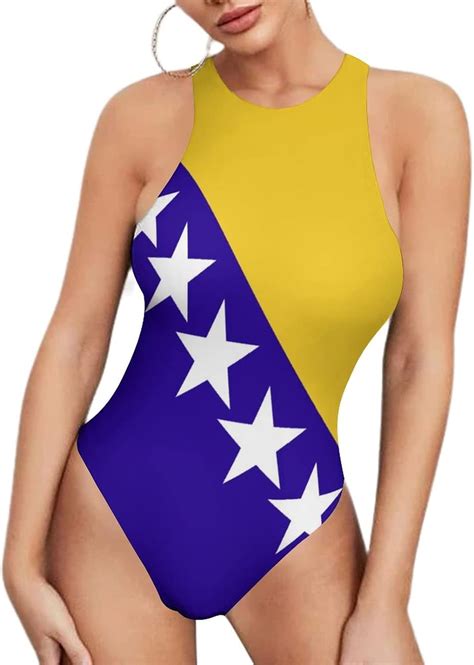 Amazon Women One Piece Swimsuit Bosnia And Herzegovina Flag Sexy Beach Bikini M Clothing